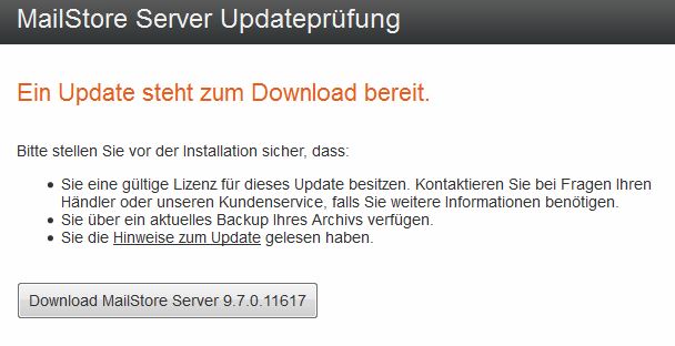 MailStore Server Update 9.7.0.11617